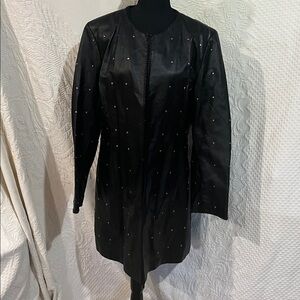 Pamela McCoy Black Leather Studded Coat,‎ size large